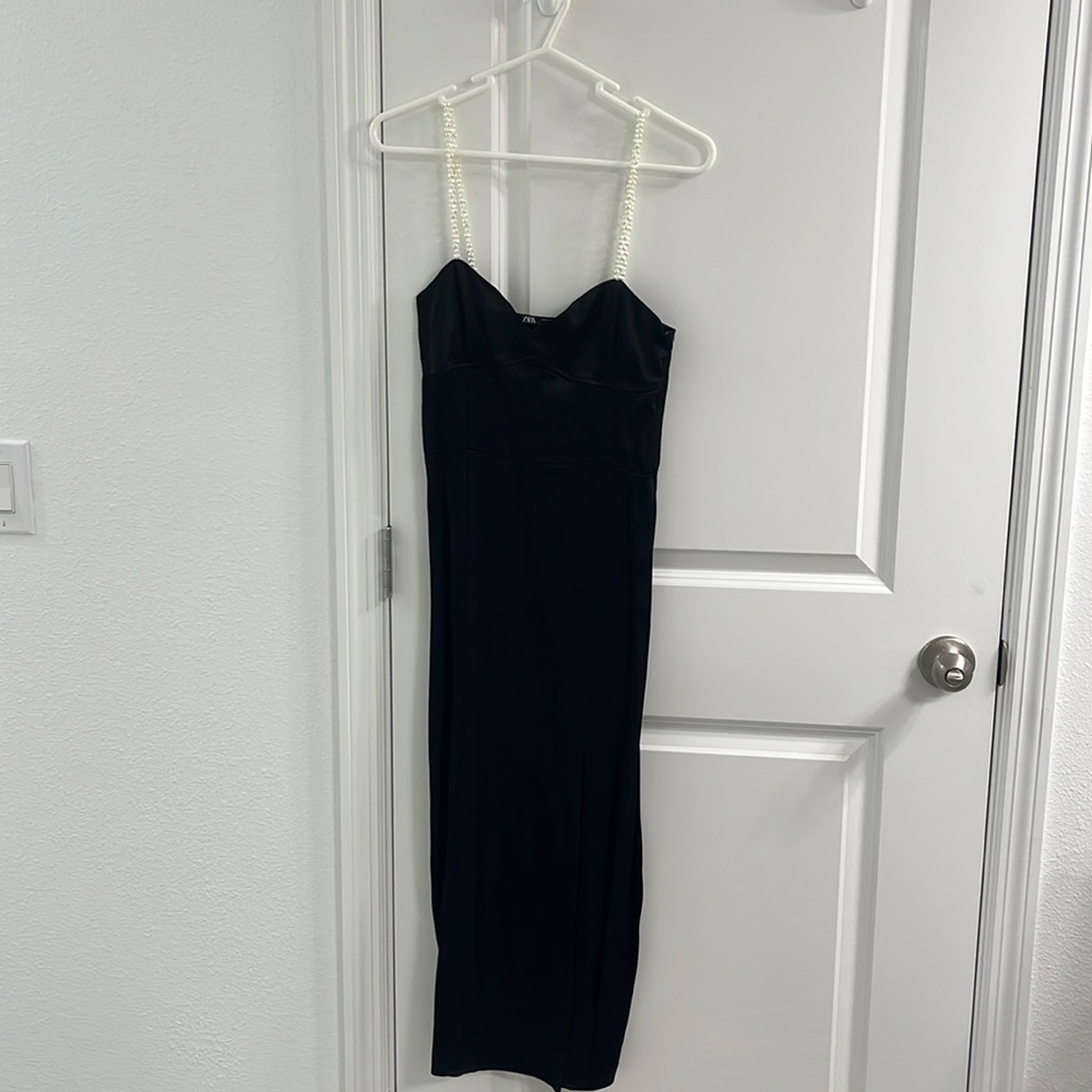 Zara silk and Pearl midi dress with slit